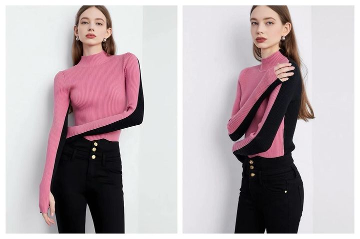 画像: サムホールコントラストニットトップ ¥14,800＜S~L＞ n-frame.online