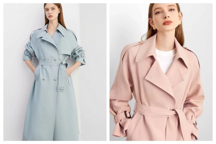 画像: ベーシックフレアトレンチコート（左）¥38,700＜S~XL＞、キャンディスリーブトレンチコート（右）¥24,580＜S~L＞ n-frame.online