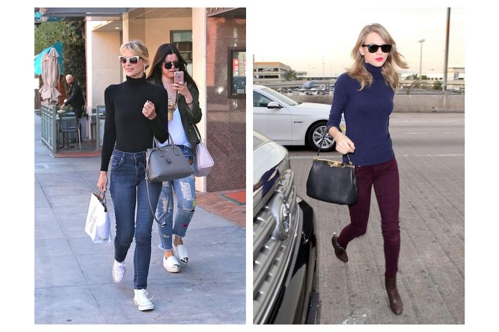 画像: ③リブ編みニット×スキニーデニム