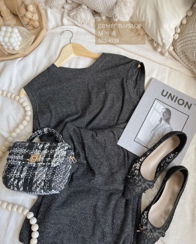 ラメリブフレンチワンピース