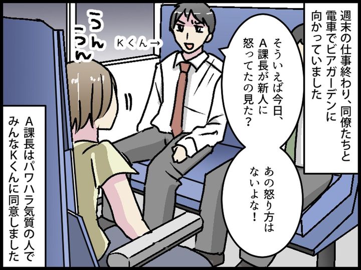 画像1: 飲みに行くため同僚たちと電車で移動