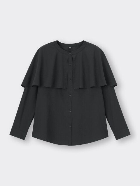 2024gu値下げ黒ケープカラーブラウス