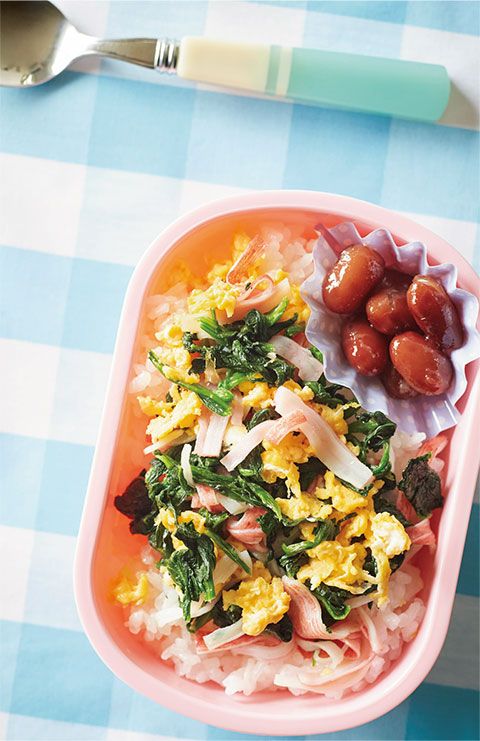 市販品で時短レシピ。のっけるだけでカラフル「かに玉風弁当」のできあがり！の画像1