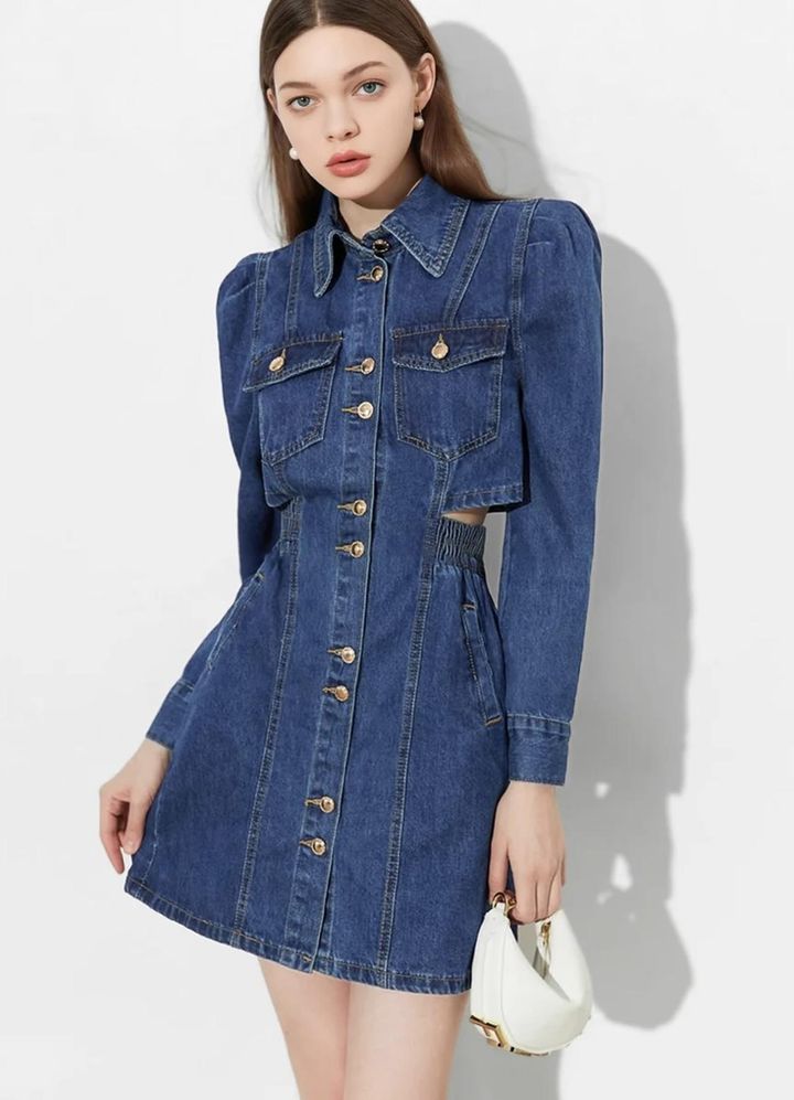 画像: サイドオープンデニムワンピース ¥19,800 n-frame.online