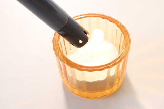 ダイソー ガラスキャンドルホルダー（クリア、オレンジ） 使用例