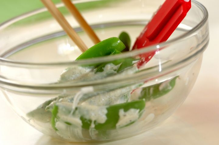 スナップエンドウのタラマヨサラダの作り方2