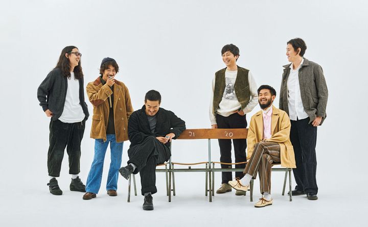 集合写真、左から、飯田康貴、トロピカル松村、山田 陽、西野裕人、森田幸生、宮脇 誠