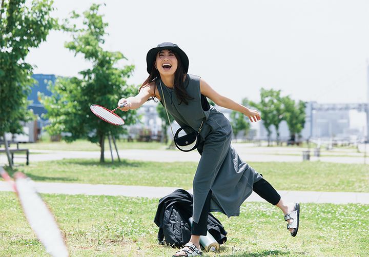 ママの運動会コーデ ブラックのバケットハットコーデ