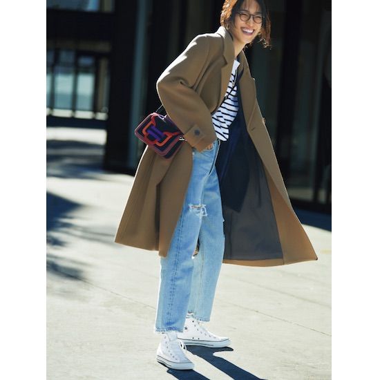 ママの運動会コーデ 白のハイカットコンバースを使ったコーデ