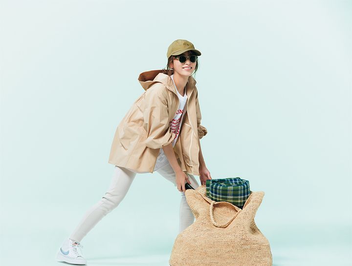 ママの運動会コーデ ベージュキャップコーデ