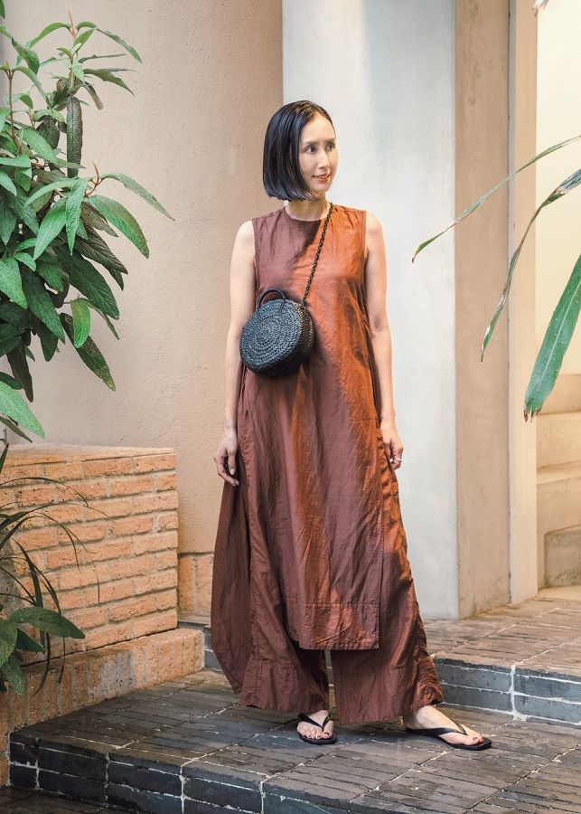 岡本優美子さんのリゾート旅コーデ キタンのワンピース