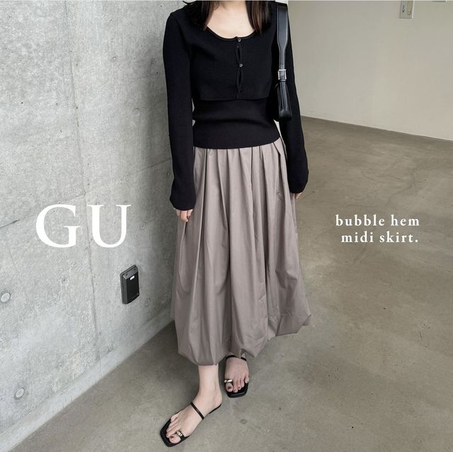 GUバブルヘムミディスカート1