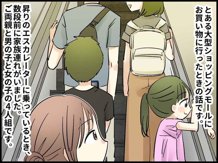 画像1: エスカレーターの親子連れ