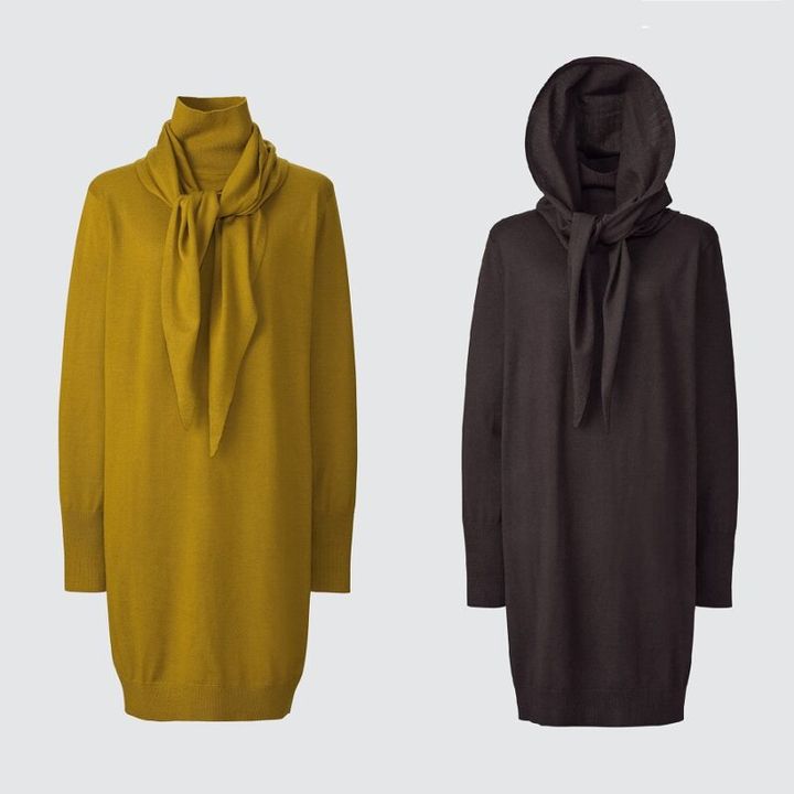 Uniqlo Uのメリノブレンド3wayミニワンピース マスタード、ブラック