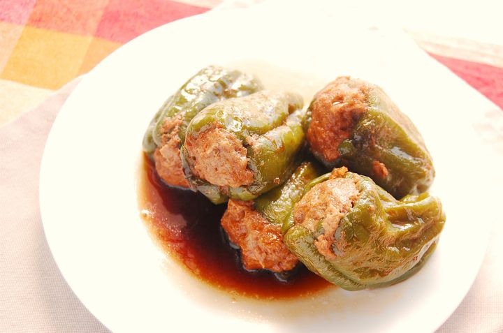 「レンジでピーマンの肉詰め」