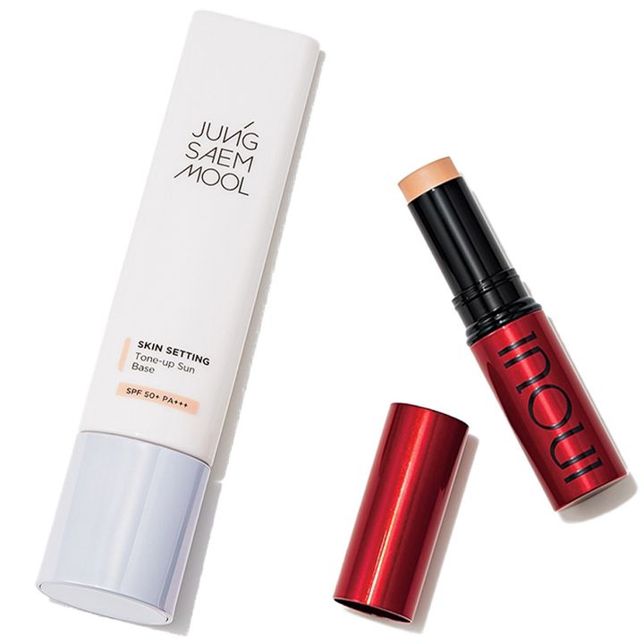 インウイのコンシーラーとジョンセンムル スキン セッティング トーンアップ サンベース