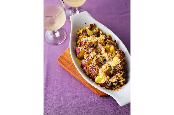 甘じょっぱい美味“さつまいものアンチョビバターグラタン”