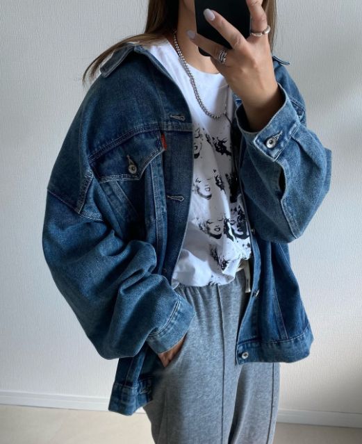 デニムBIGGジャンを着たコーデ