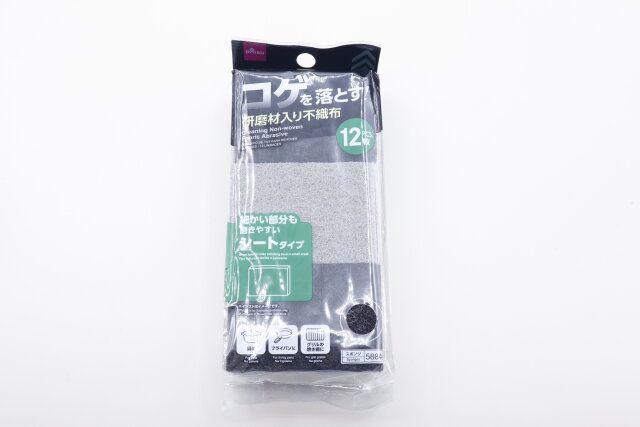 ダイソー コゲ落とし不織布（シートタイプ、12枚） パッケージ