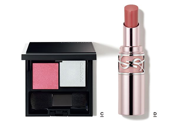 【C】カネボウ ムードブースティングブラッシュ 【D】YSL ラブシャイン キャンディ グロウ バーム