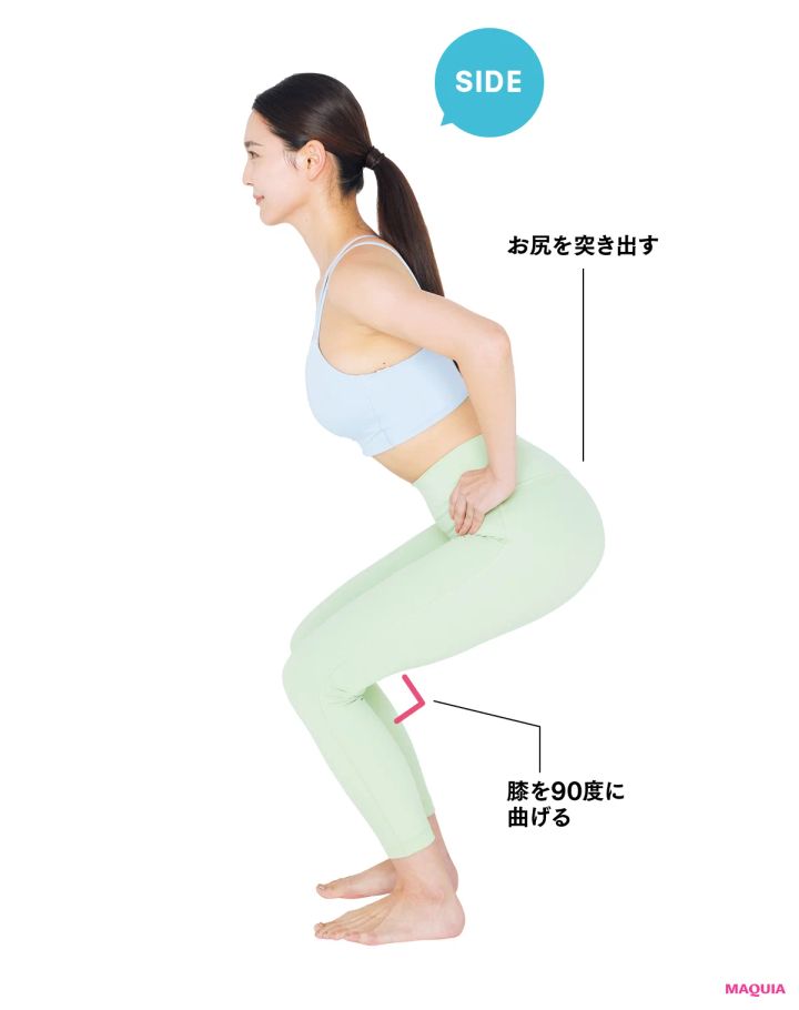SIDE お尻を突き出す 膝を90度に曲げる