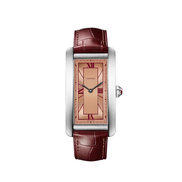 「タンク アメリカン」ウォッチ 自動巻きムーブメント、プラチナ ケース_ 44.4mm x 24.4mm ¥3,735,600（2024年12月発売予定）／CARTIER