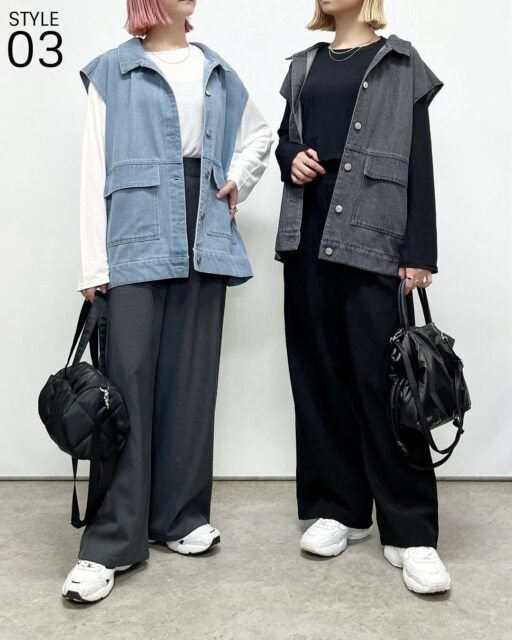 TT*SAYデニムVを着たコーデ