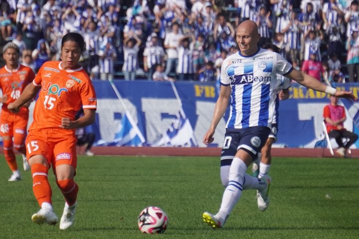 J2モンテディオ山形FWディサロ燦シルヴァーノが4試合連続得点で今季初の5連勝に大貢献！不敗神話に「全試合決めたいと思います」