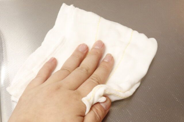 スタンダードプロダクツ かや織りふきん（黄） 使用例