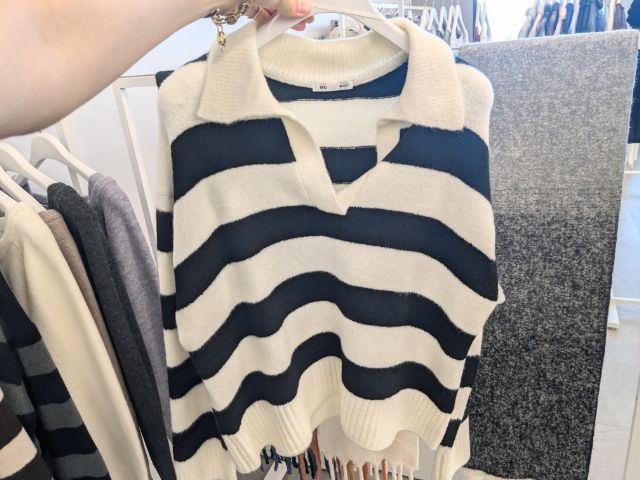 ボーダーのパフィータッチセーター