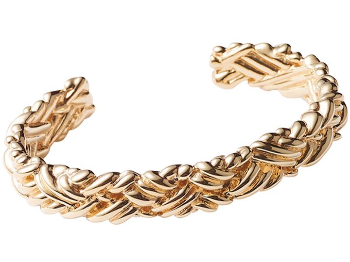 ボッテガヴェネタのイントレチャート柄のゴールドブレスレット