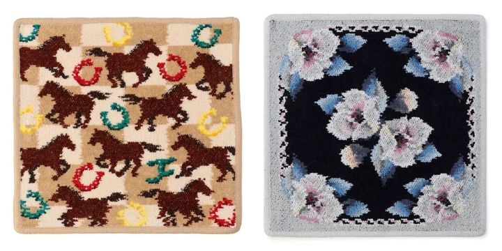 画像: 左「スプリントホース ハンカチ」、右「ローランサン ハンカチ」各[約25×25cm]￥2,750 出典：フェイラー