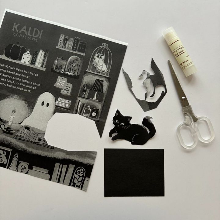 ハロウィンの手作りラッピング カルディの紙袋を使用