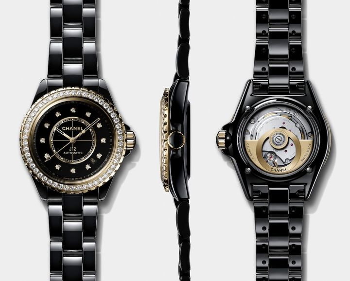 「J12 キャリバー 12.1」ウォッチ（高耐性セラミック×18KYGケース×ダイヤモンド、ケース径38mm、自動巻き）￥4,532,000