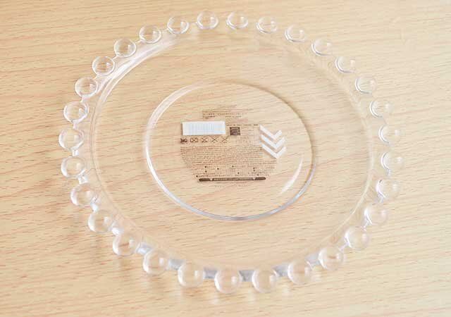 ダイソー ガラスプレート（ドット、約15cm）
