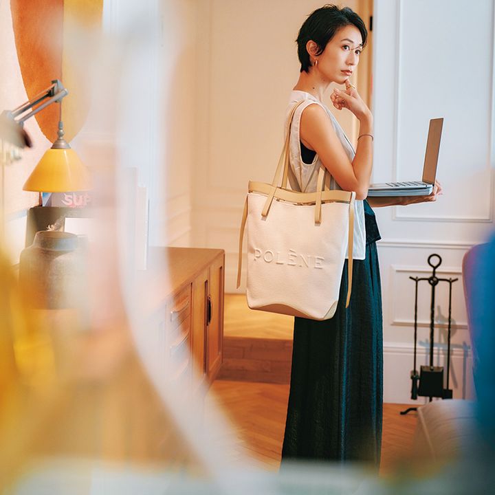 ポレーヌのキャンバス地×レザーバッグ