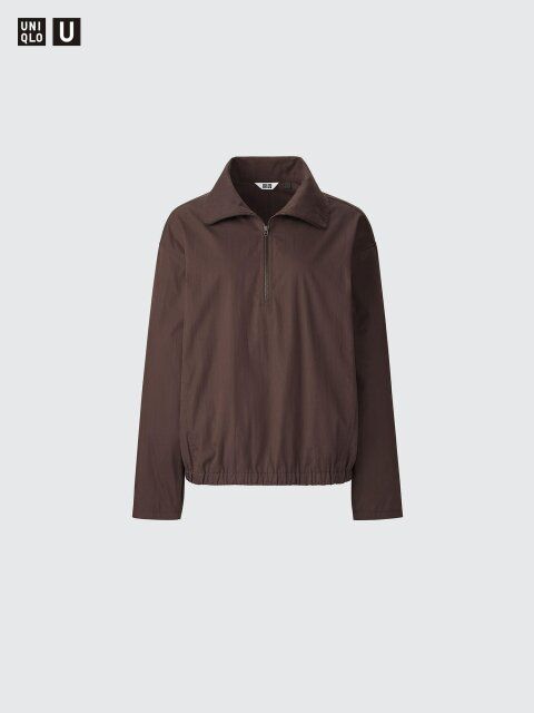ユニクロのコットンブレンドハーフジップブラウス
