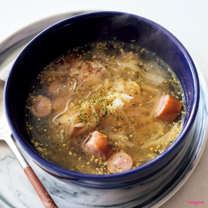 長谷川あかりさんの整う乾物レシピ。ダイエットにも◎「切り干し大根とウインナーのマスタードスープ」_3