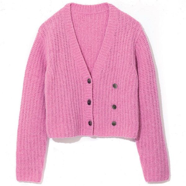 yuwのダブルボタンのカーディガン ピンク