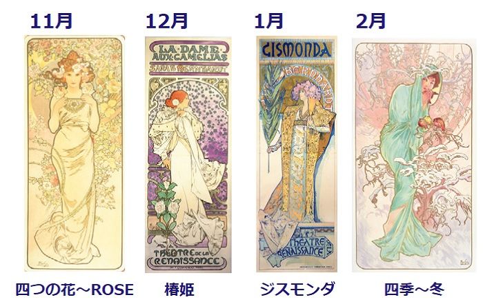 雑誌GLOW付録 ミュシャの手帳のアート