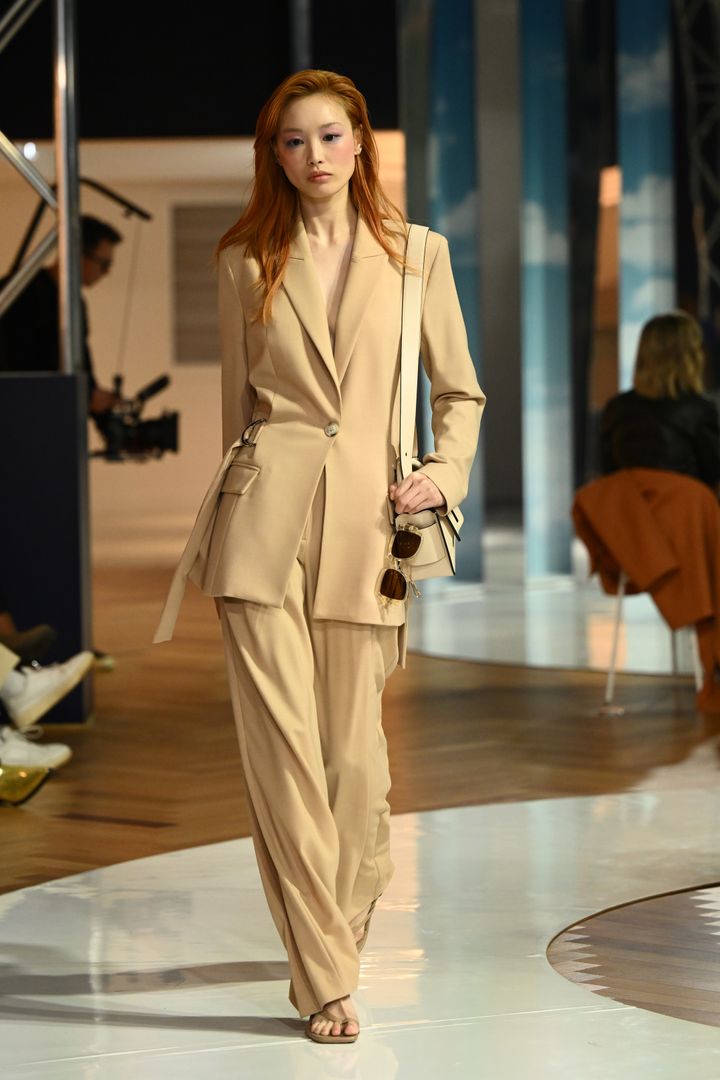 SYDNEY, AUSTRALIA - AUGUST 10_ Fernanda Ly wearing Bec + Bridge walks the runway during David Jones SS22 Wonderworld Season Launch at David Jones Elizabeth Street Store on August 10, 2022 in Sydney, Australia. (Photo by James Gourley/Getty Images for David Jones)