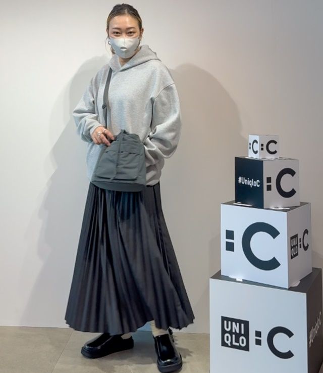 プリーツロングスカート×UNIQLO：Cのブラックの「クロッグシューズ」