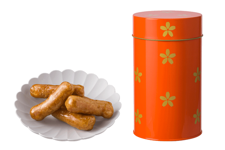 〈ゆしま 花月〉かりんとう 朱色缶の「こはく」