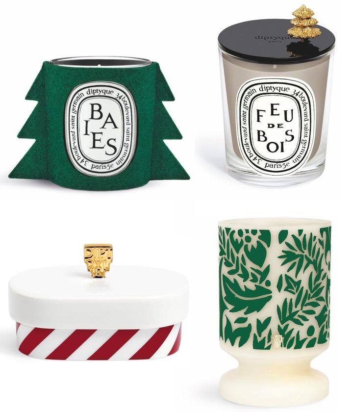 〈上段左から〉キャンドルスリーブ モン ボー サパン クラシックキャンドル用 ￥14,850 キャンドルリッド モン ボー サパン クラシックキャンドル用 ￥14,850〈下段左から〉 スイーツボックス ￥13,200（すべて10月24日より限定発売） ワックス製 キャンドルホルダー モン ボー サパン クラシックキャンドル用 ￥23,980（すべて10月24日より限定発売）