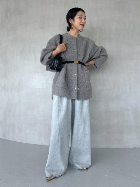 グレーカーディガンコーデ2