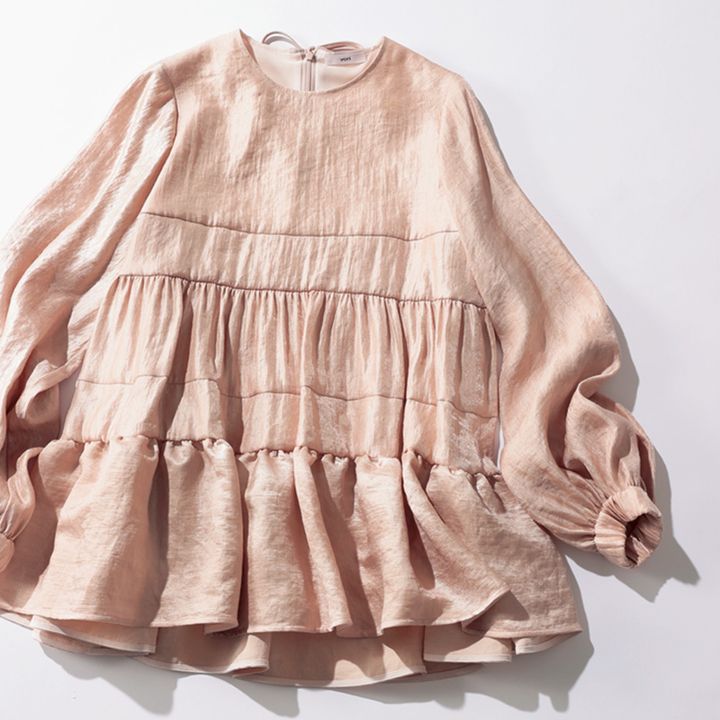 yoriのピンクのティアードトップス