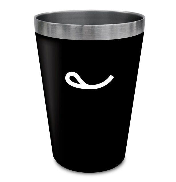 不二家創業114周年創業祭セールの二重ステンレスブラックタンブラー（スマイルマーク）