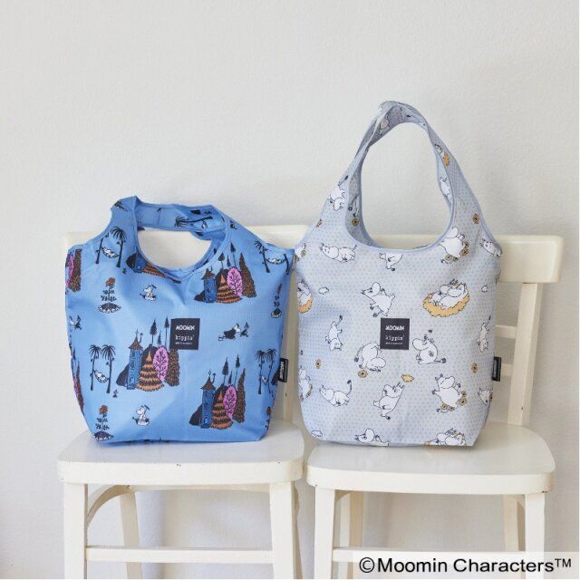 ムーミン×kippis エコバッグ happy troll／busy day blue