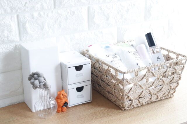 ダイソーの生活感が出ないペーパーロープ収納（正方形）