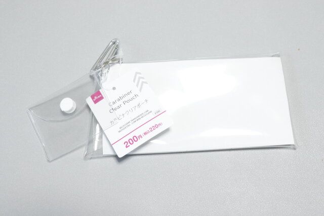 ダイソー カラビナクリアポーチ（ミニポーチ付） パッケージ